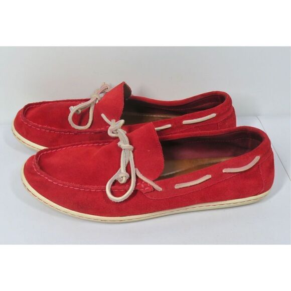 Polo Ralph Lauren KALWORTH Shoes Red Suede Leather Loafer Moccasins M’en 9.5 main image 6